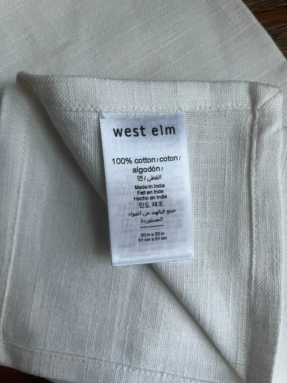 West Elm Set of 4 Napkins 100% Cotton Grey and White